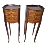 Pair of Louis XV style bedside tables in marquetry