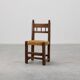 19th Century Spanish Hand-Carved oak Side Chair with Velour Seat