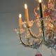 Rezzonico Venetian chandelier in colorless, blue and red Murano glass, circa
