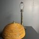 Mid-Century Pencil Reed Rattan Bamboo and Brass Table Lamp, 1970s
