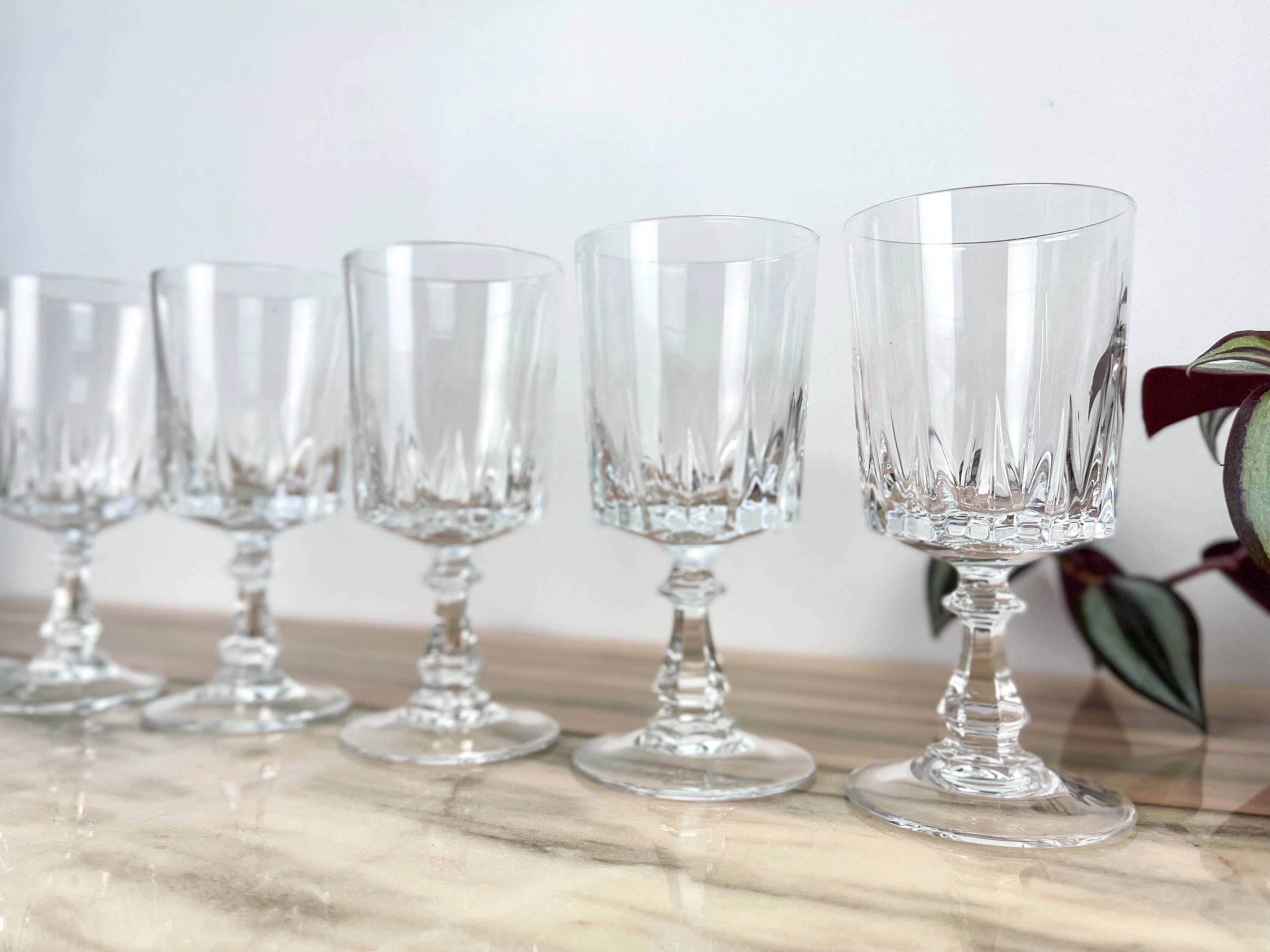 6 Cristal D'Arques Louvre model white wine glasses