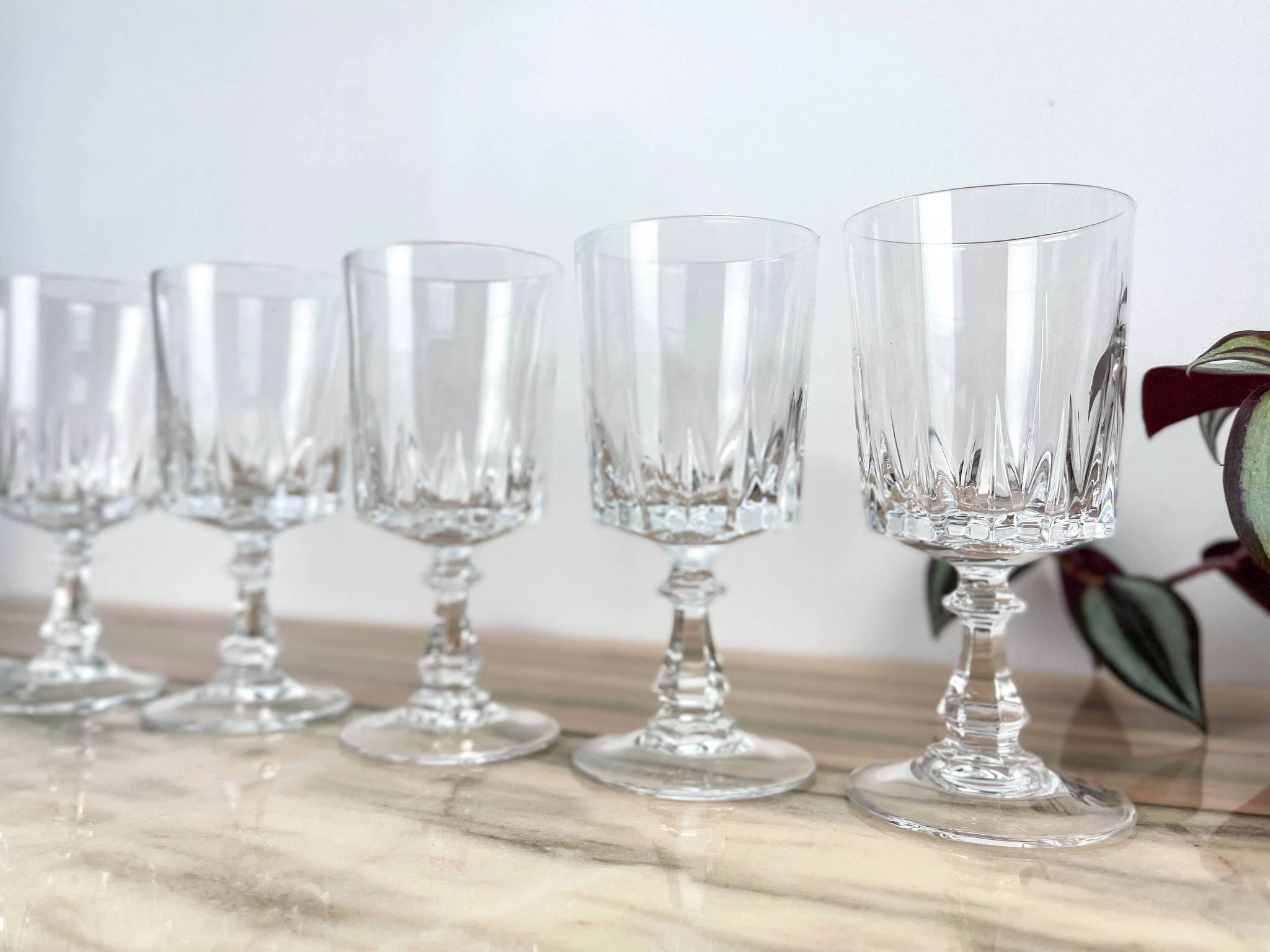 6 Cristal D'Arques Louvre model white wine glasses