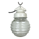 Industrial white porcelain pendant light with ribbed glass, 1970s