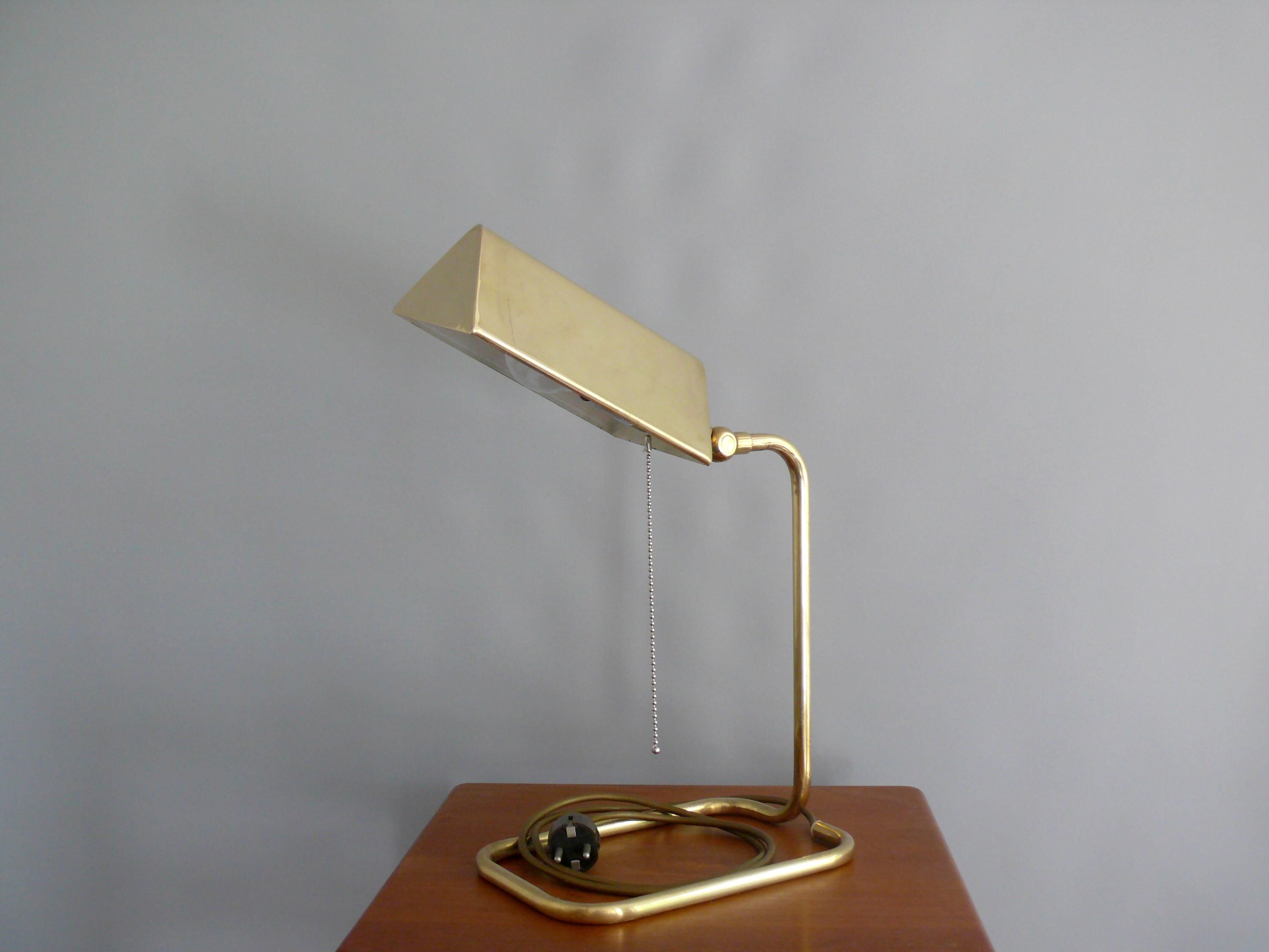 Lampe de banquier en laiton, conçue par Florian Schulz, années 1970 - Allemagne