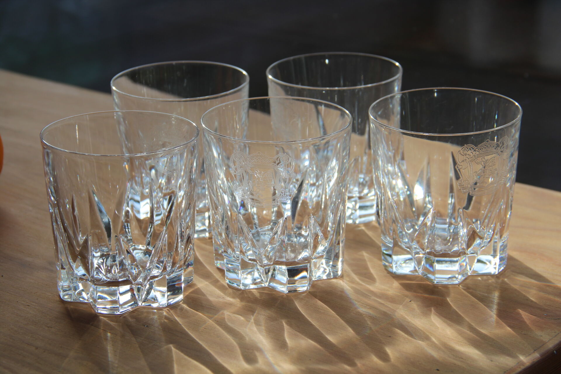 5 chivas Regal engraved vintage whiskey glasses