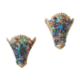 Pair of vintage Murano wall light with rosettes and clusters of coloured glass
