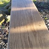 "A frame" bench in solid oak, patinated.