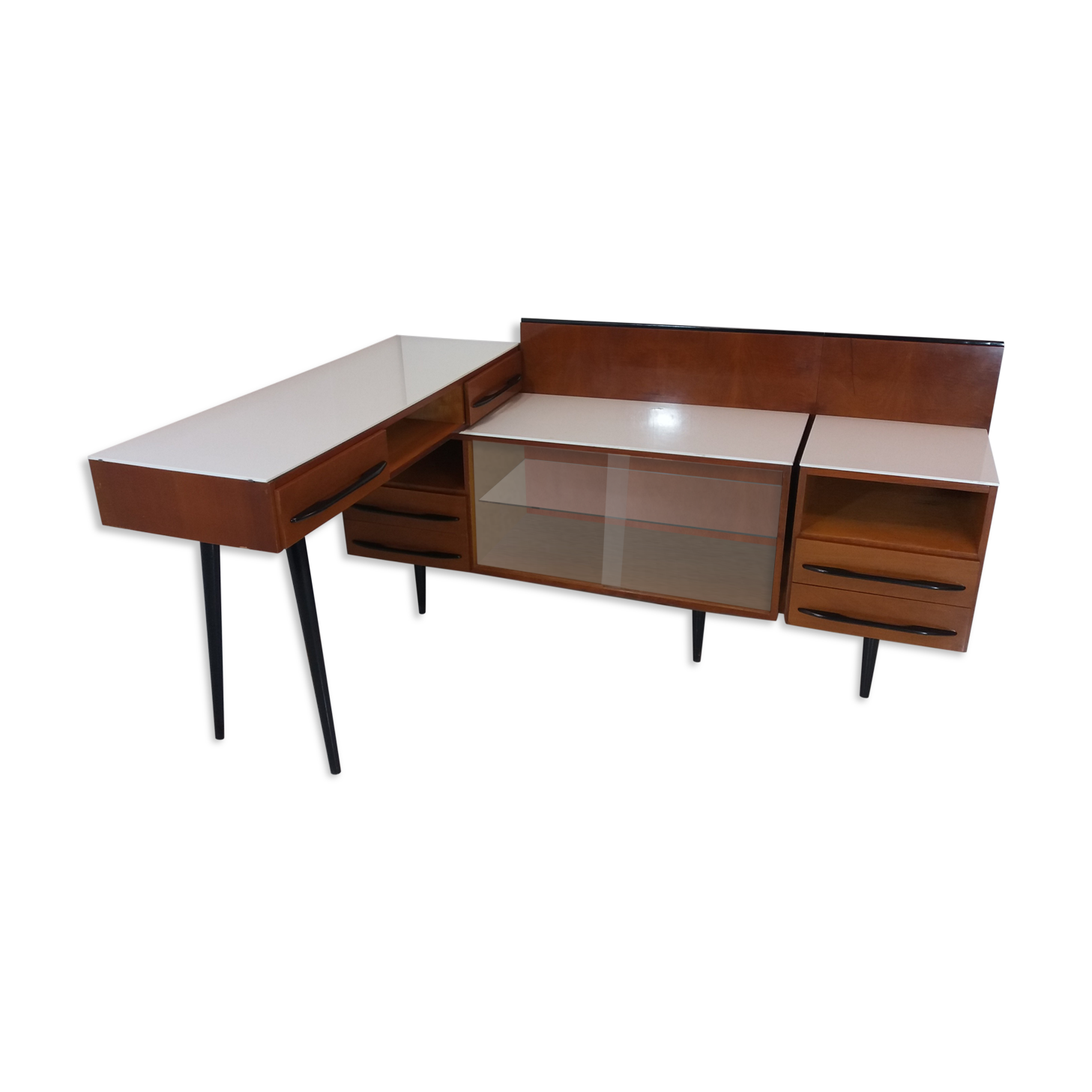 Chest of drawer and writing desk designed by Mojmít Požár, 1960's.