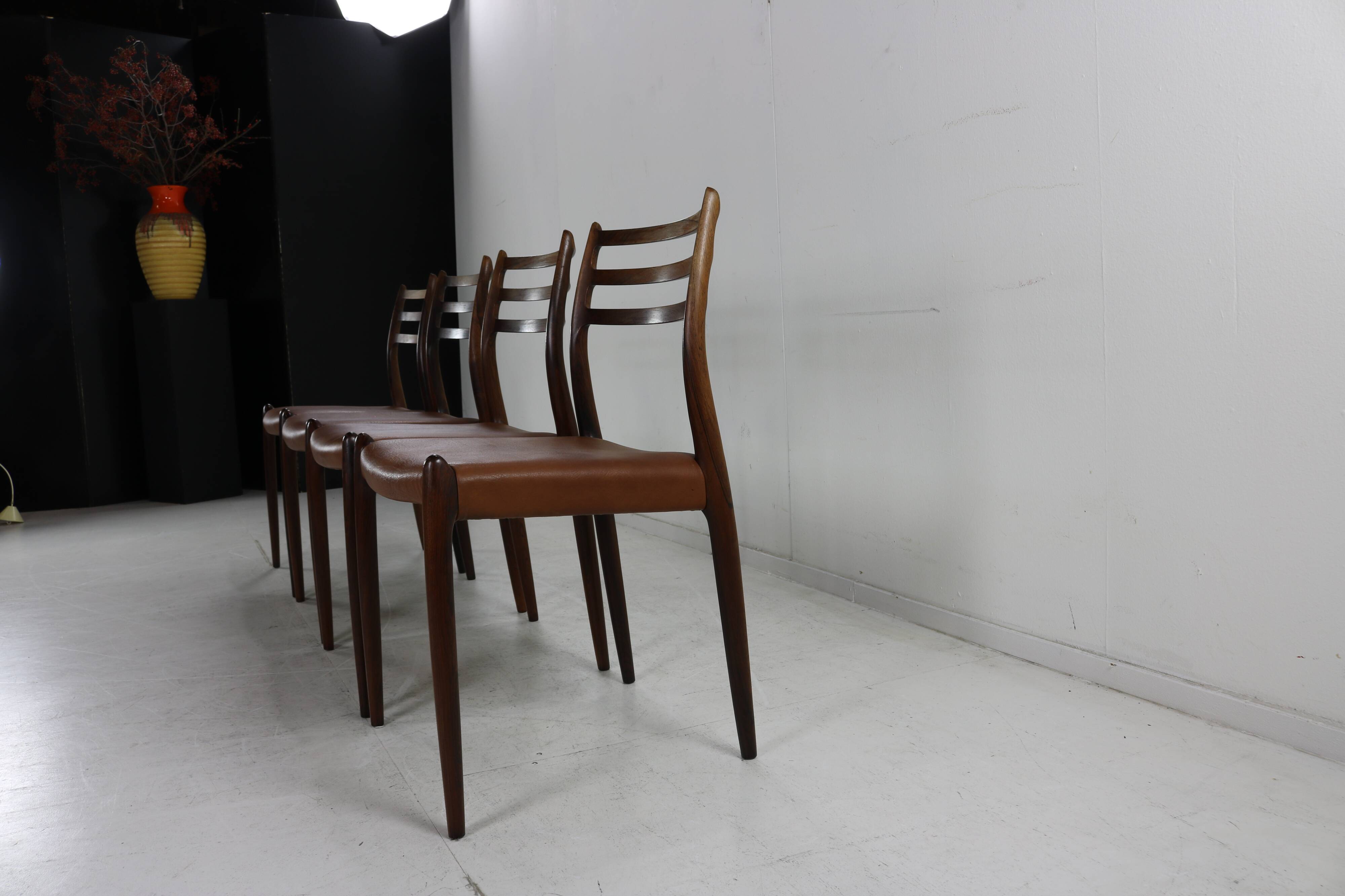Rosewood danish design dining chairs no 78 by Niels Otto Møller