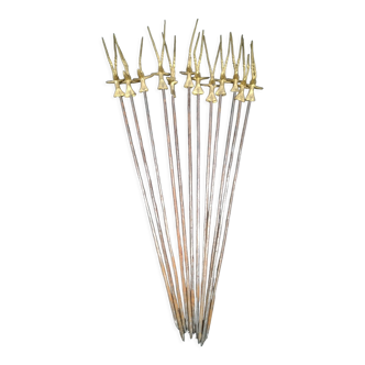 Brochette tchad gazelle bronze laiton, 12 pièces