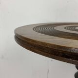 Brutalist Wood Turned Wine Press Side Table in the style of Charles Dudouyt