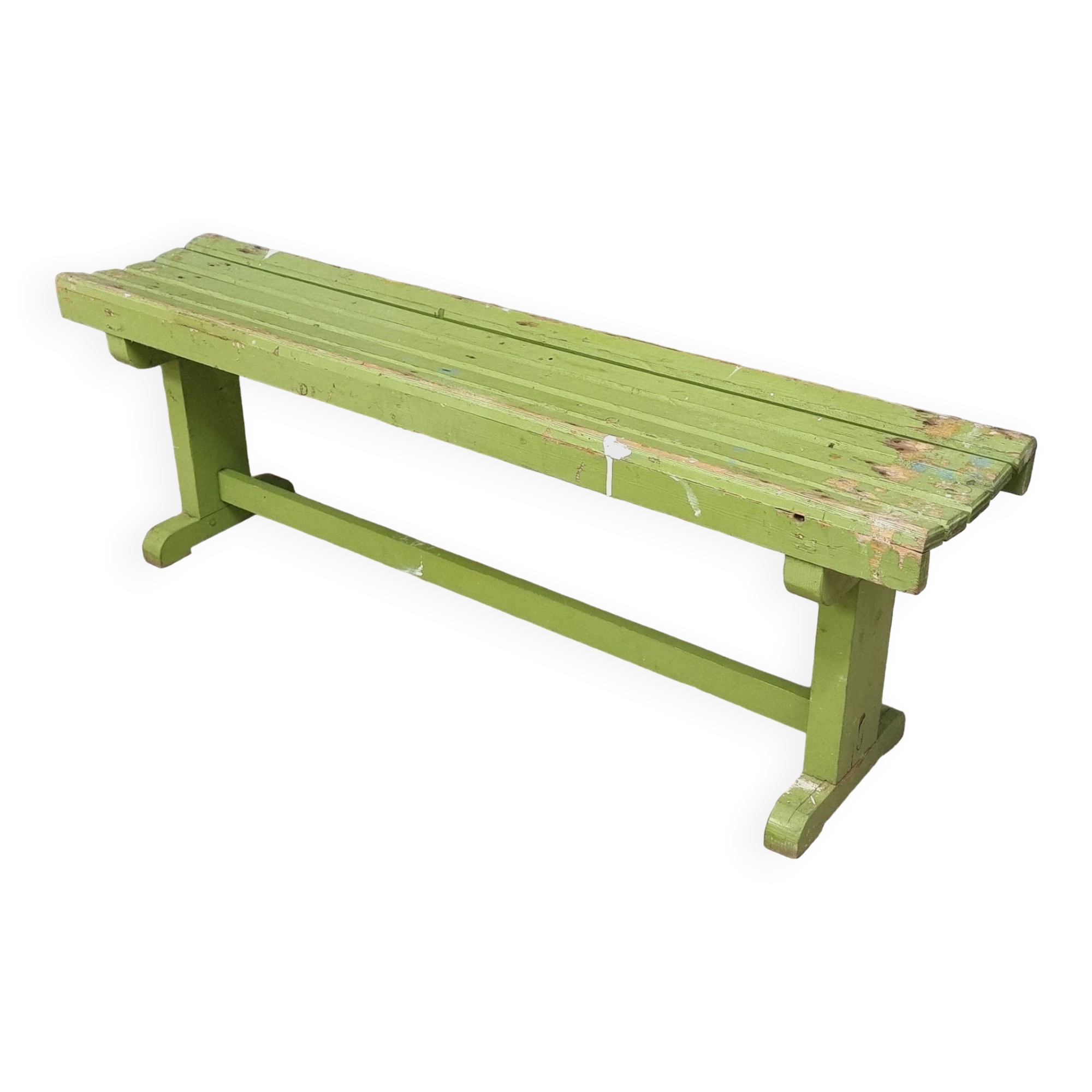 Vintage wooden bench grass green garden bench 140 cm