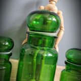 Trio green apothecary vials