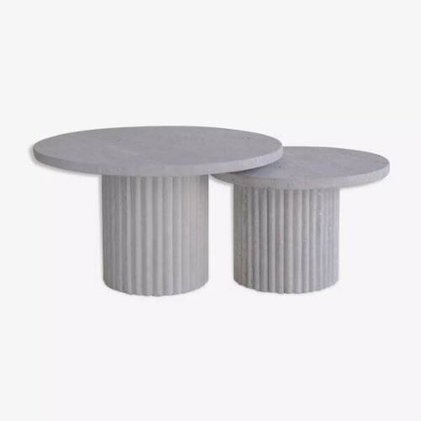 Tables basses gigognes rondes Omega en travertin naturel