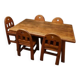 Ensemble de salle à manger de 5 chaises et table en bois massif - Style brutalisme, wabi-sabi, japandi