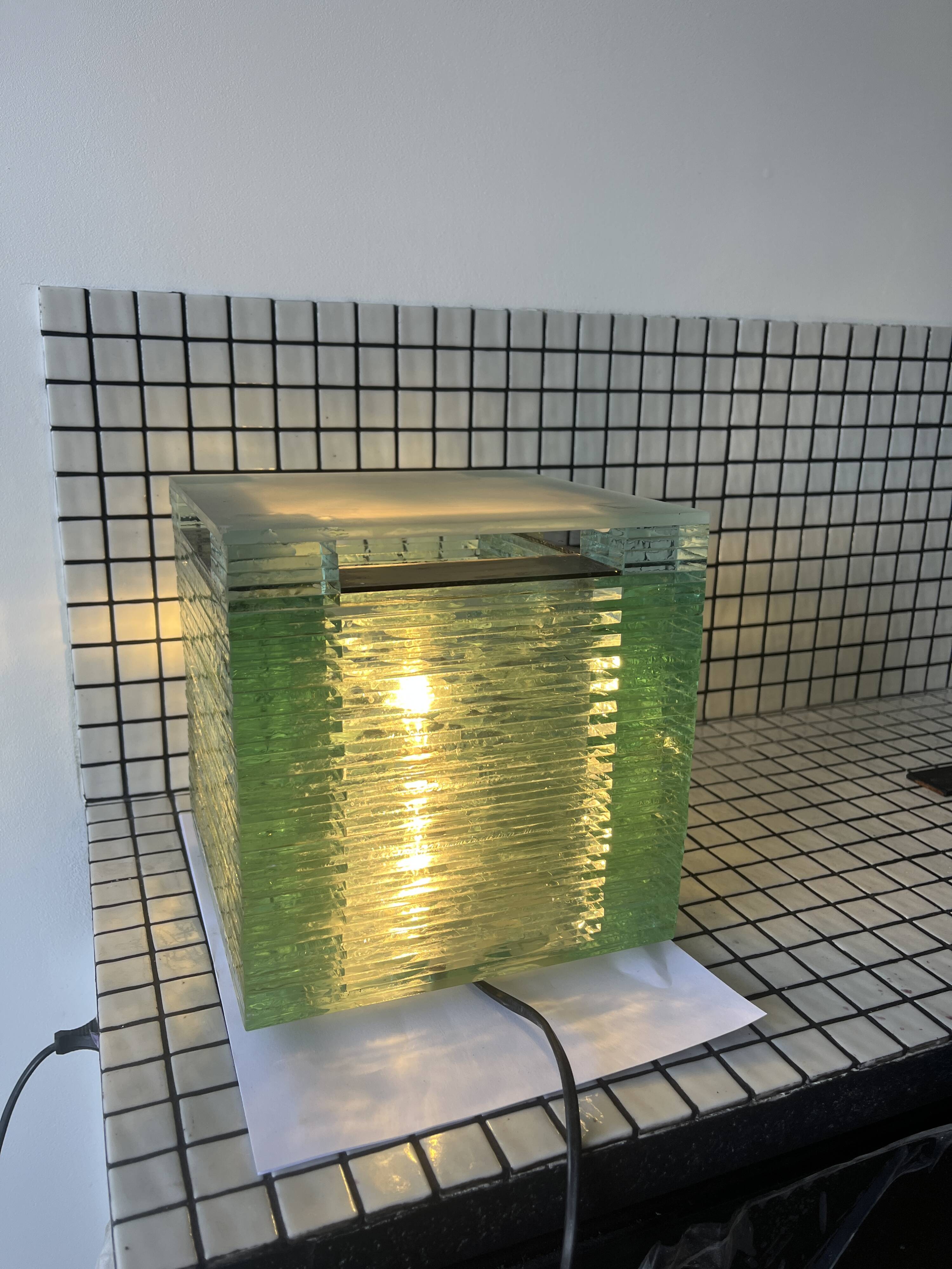 Stacked solid glass lamp