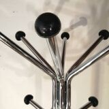 Chrome metal coat rack parrot, 12 balls, vintage 1970s