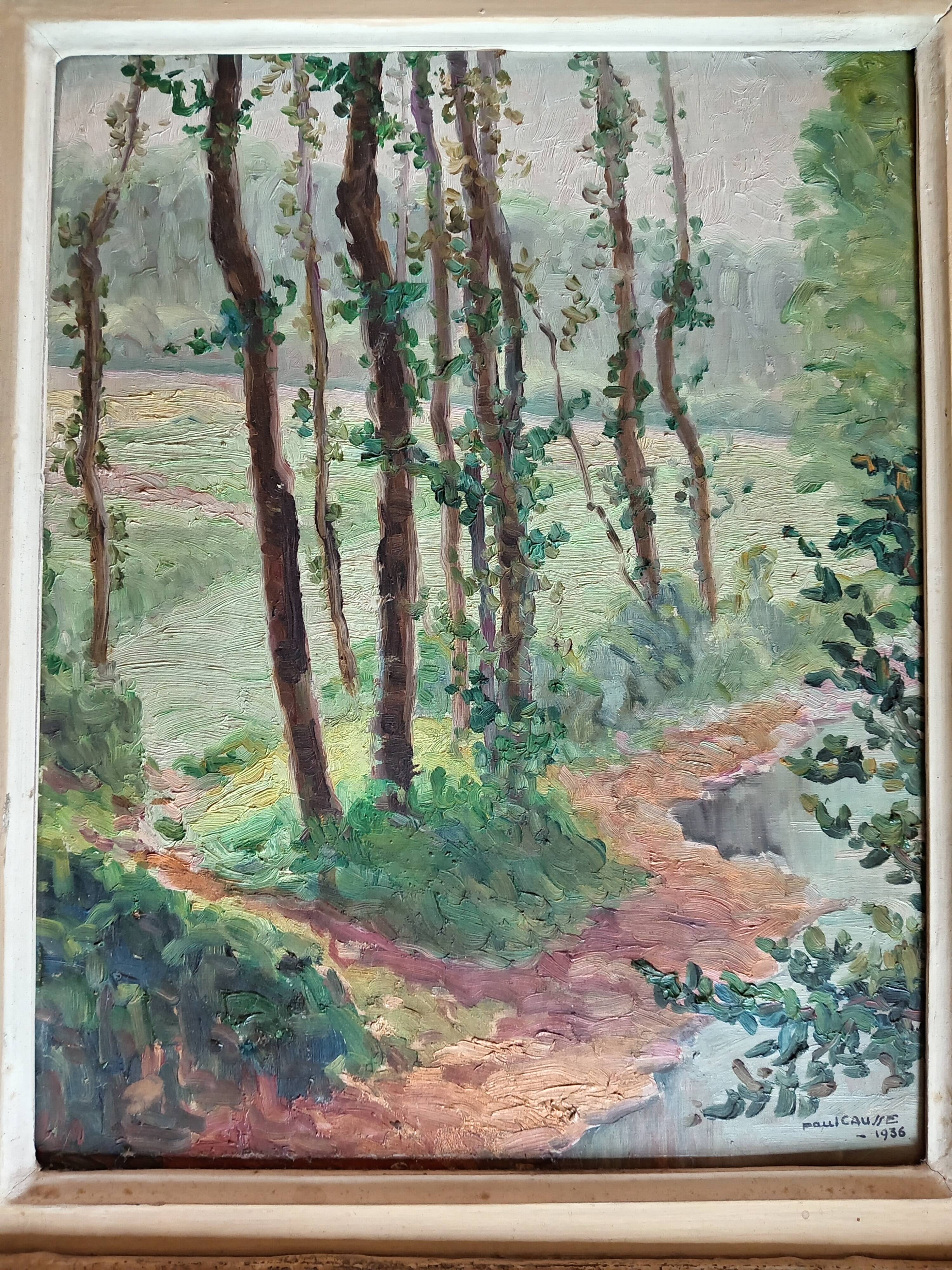 Oil on panel, Impressionist style landscape, 1936
