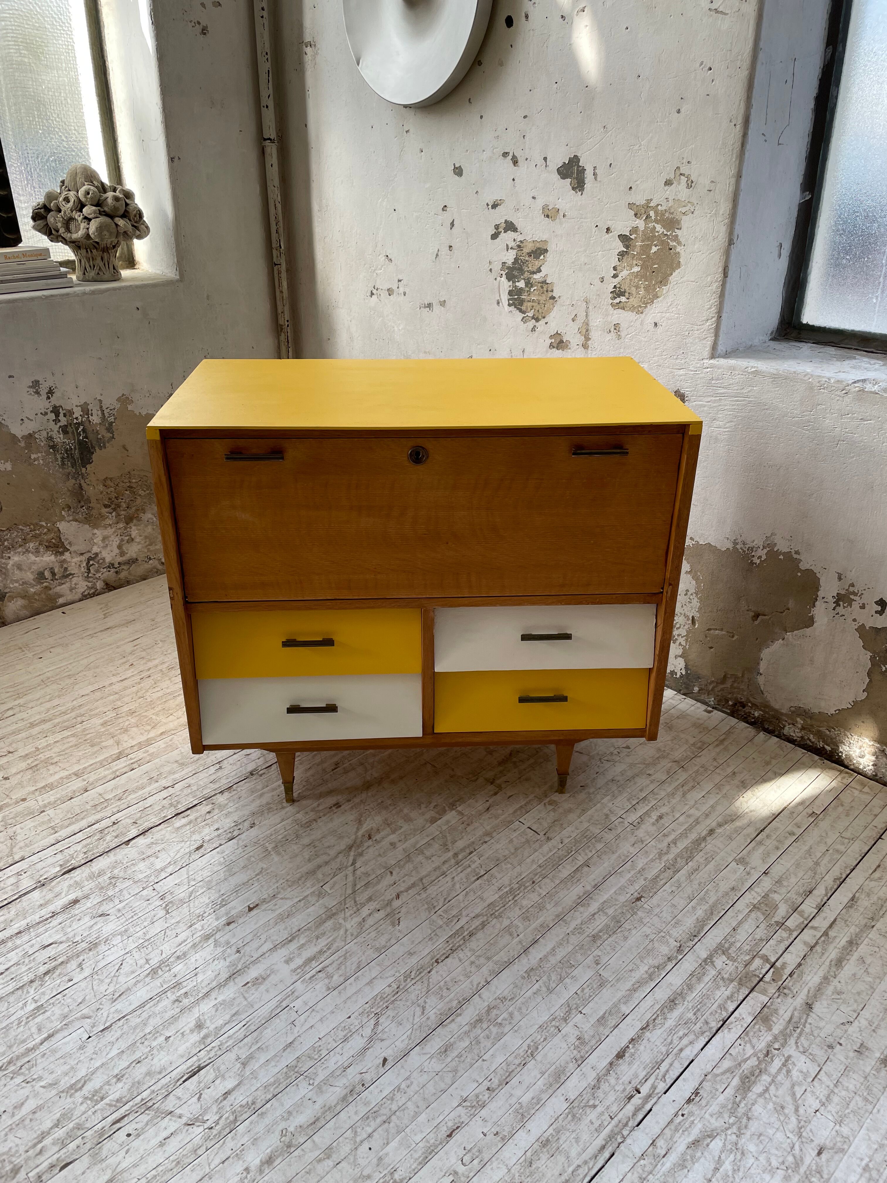 Furniture chest of drawers two-tone 60s