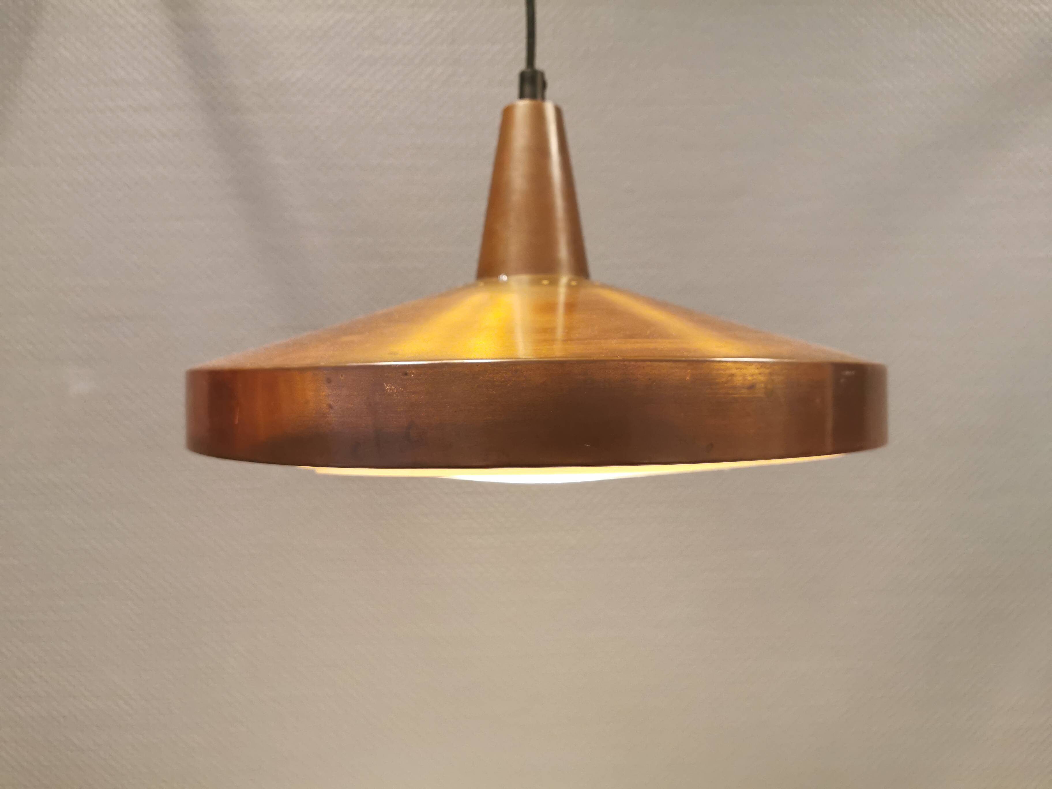 Older hanging lamp, in thin copper, Danish and estimated from the 1960s