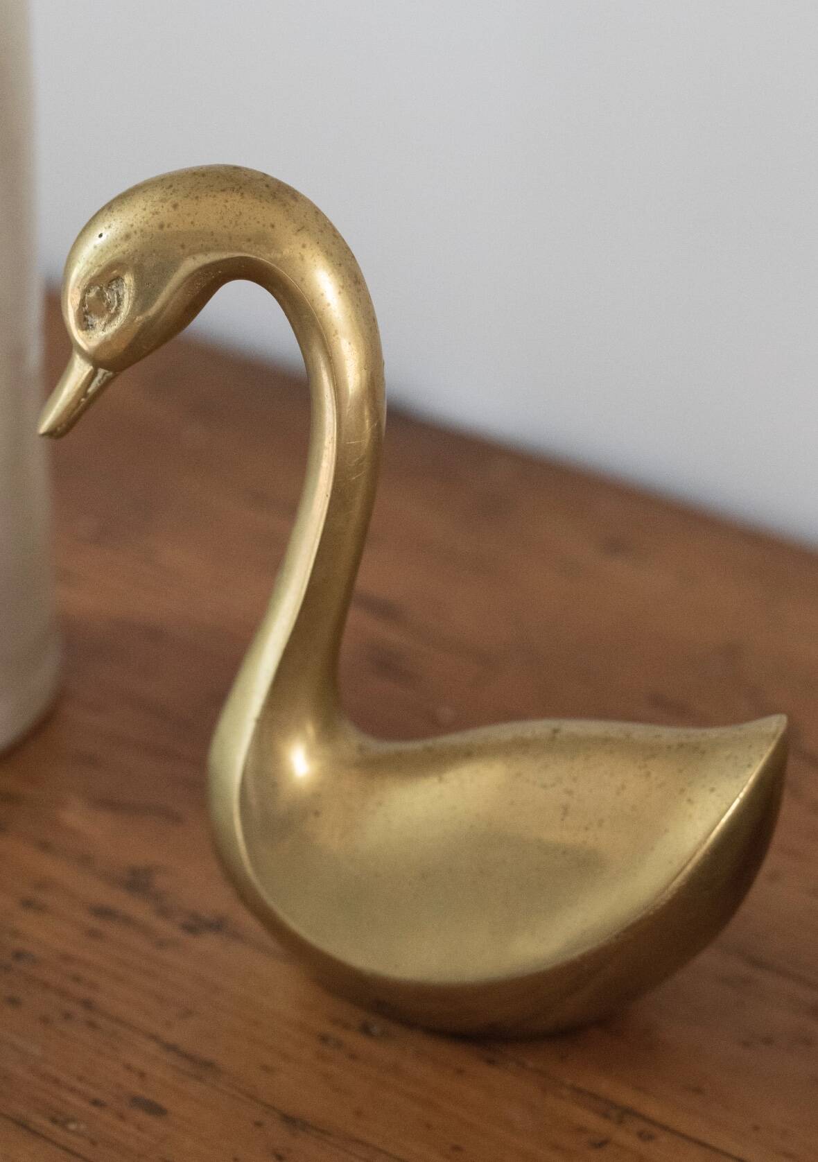 Pair of vintage brass swans