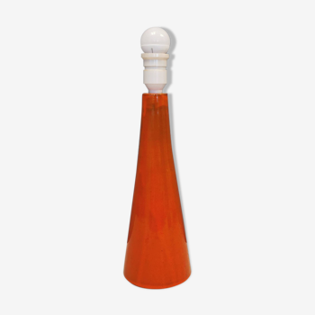 Pied de lampe de table en céramique à glaçure orange