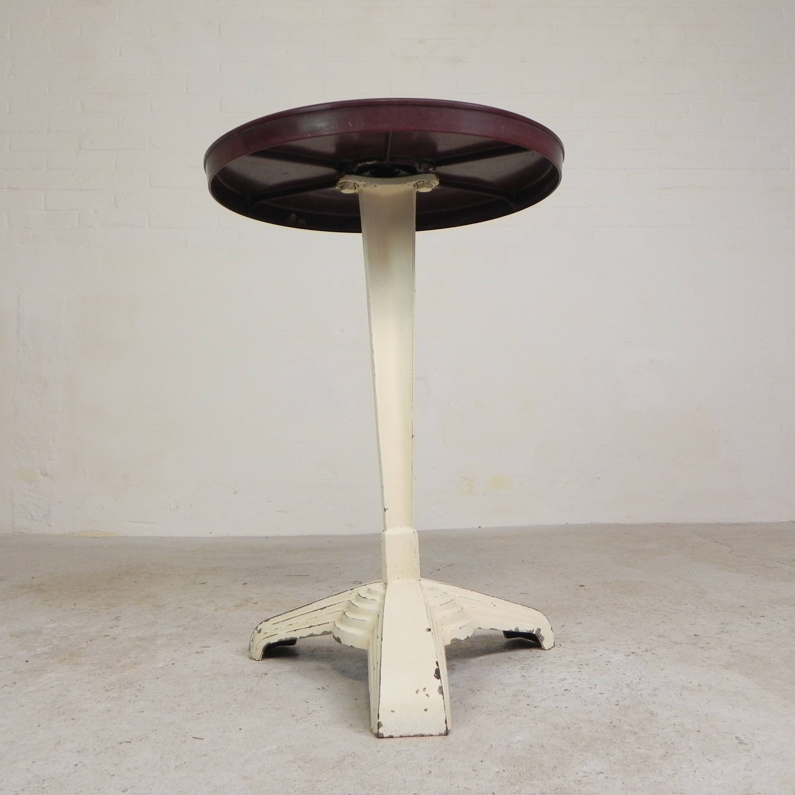 Art Deco bistro table with bakelite top, Louis Vuitton, REX, 1930s