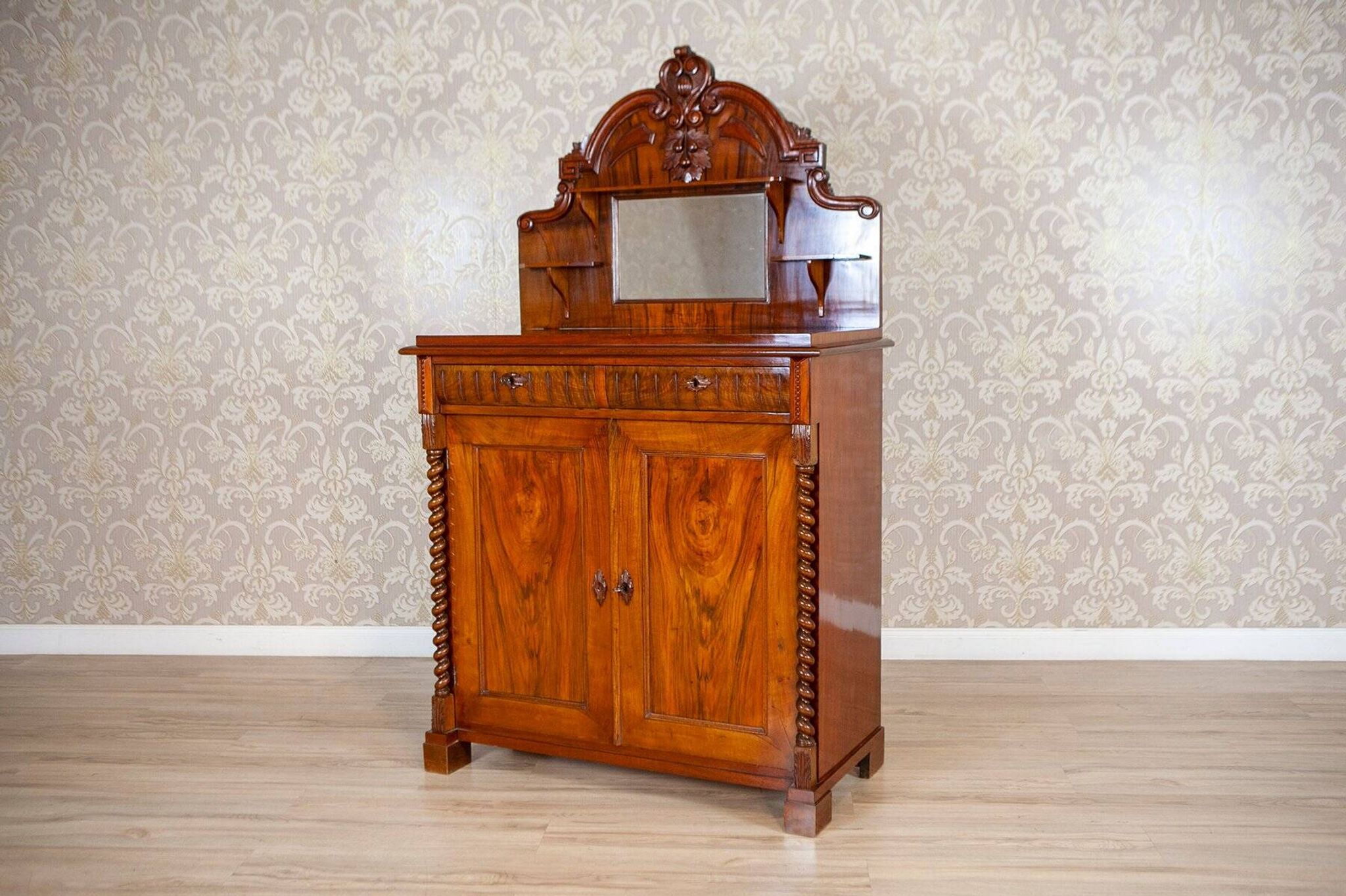 End of 19th Century Light Brown Eclectic Buffet in Walnut