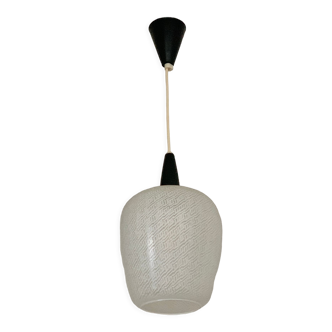 Suspension chandelier in white opaline glass, Scandinavian style, 1950