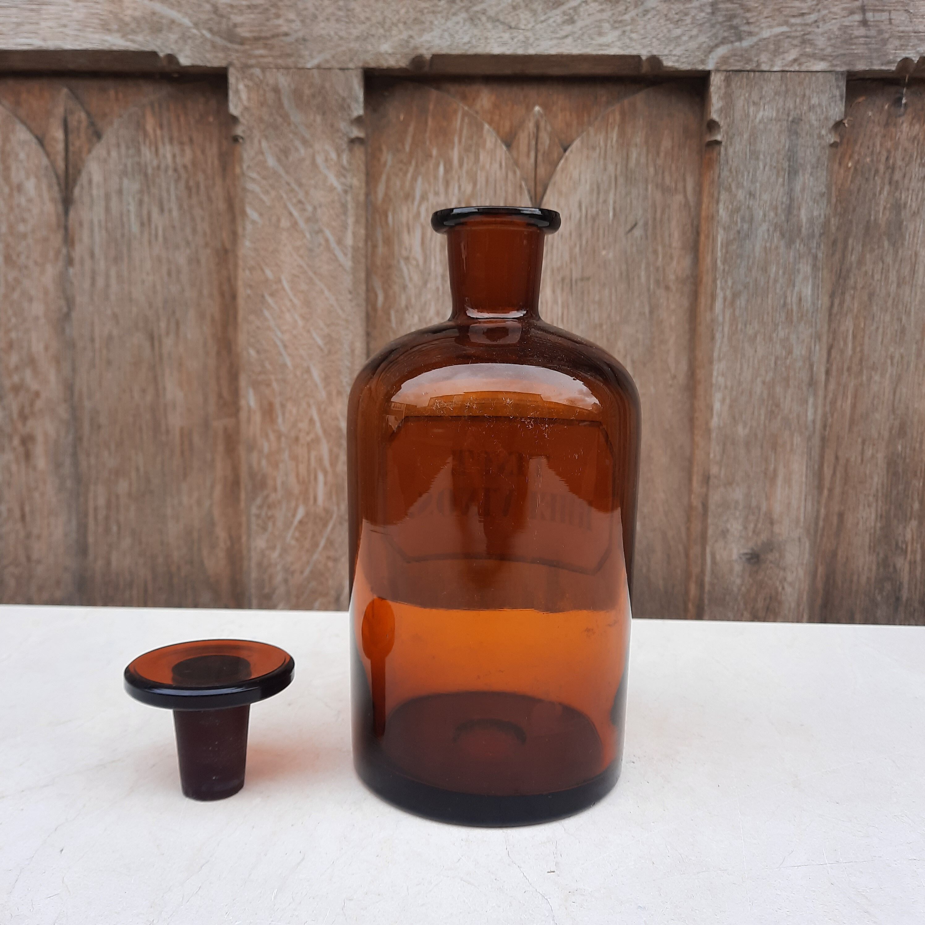 Apothecary bottle, "TINCT. RHEI VINOS.", Germany 1930