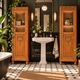 Rare pair of Art Deco glass columns in solid walnut – renovated