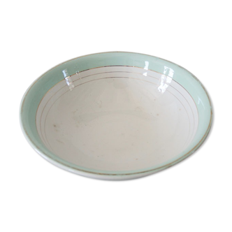 Old salad bowl in white & green ceramic luneville – regency
