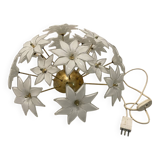 Lampe de table en verre de Murano blanc et laiton, années 1970