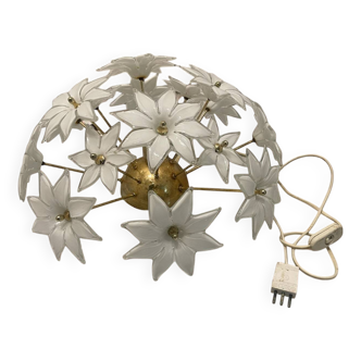 White Murano Glass Brass Table Lamp 1970’s