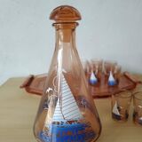 Service à liqueur Art Déco motif bateau