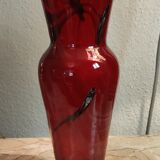 Ancien vase rouge pâte de verre Bob Le Bleis