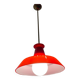 Suspension industrielle vintage en verre rouge des années 1950