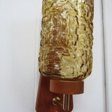 Scandinavian teak and glass wall lamp