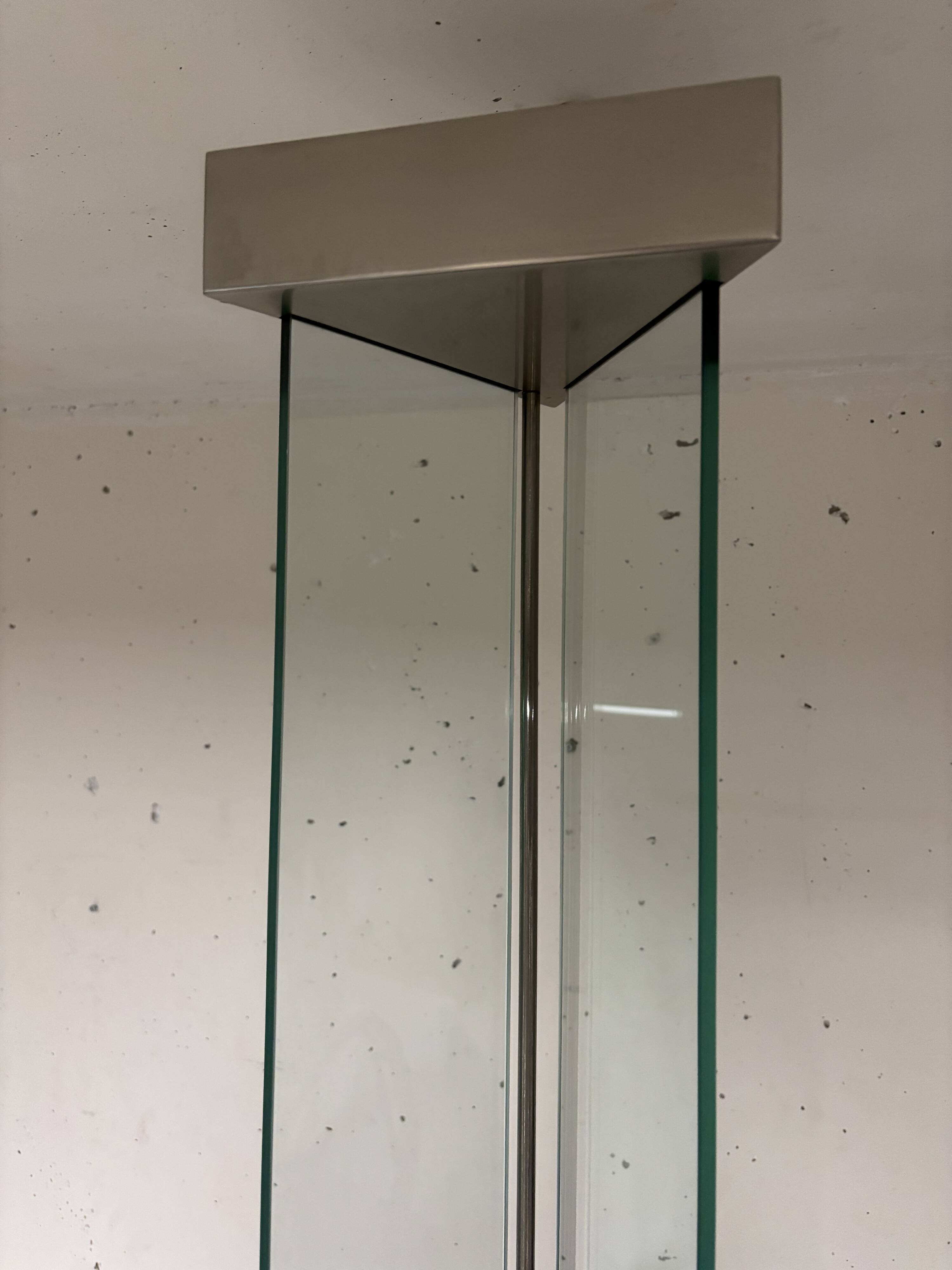 Glass and chrome-plated steel floor lamp, Mauro Marzollo, TVE 1980