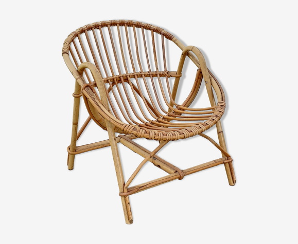 Fauteuil rotin coquille enfant