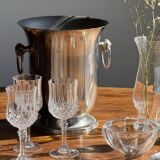 Set of 6 small crystal glasses with diamond points H14.5