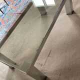 Coffee table design 70s, chrome metal and glass