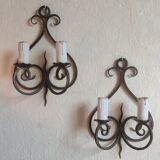 Ancienne paire d appliques en fer forgé