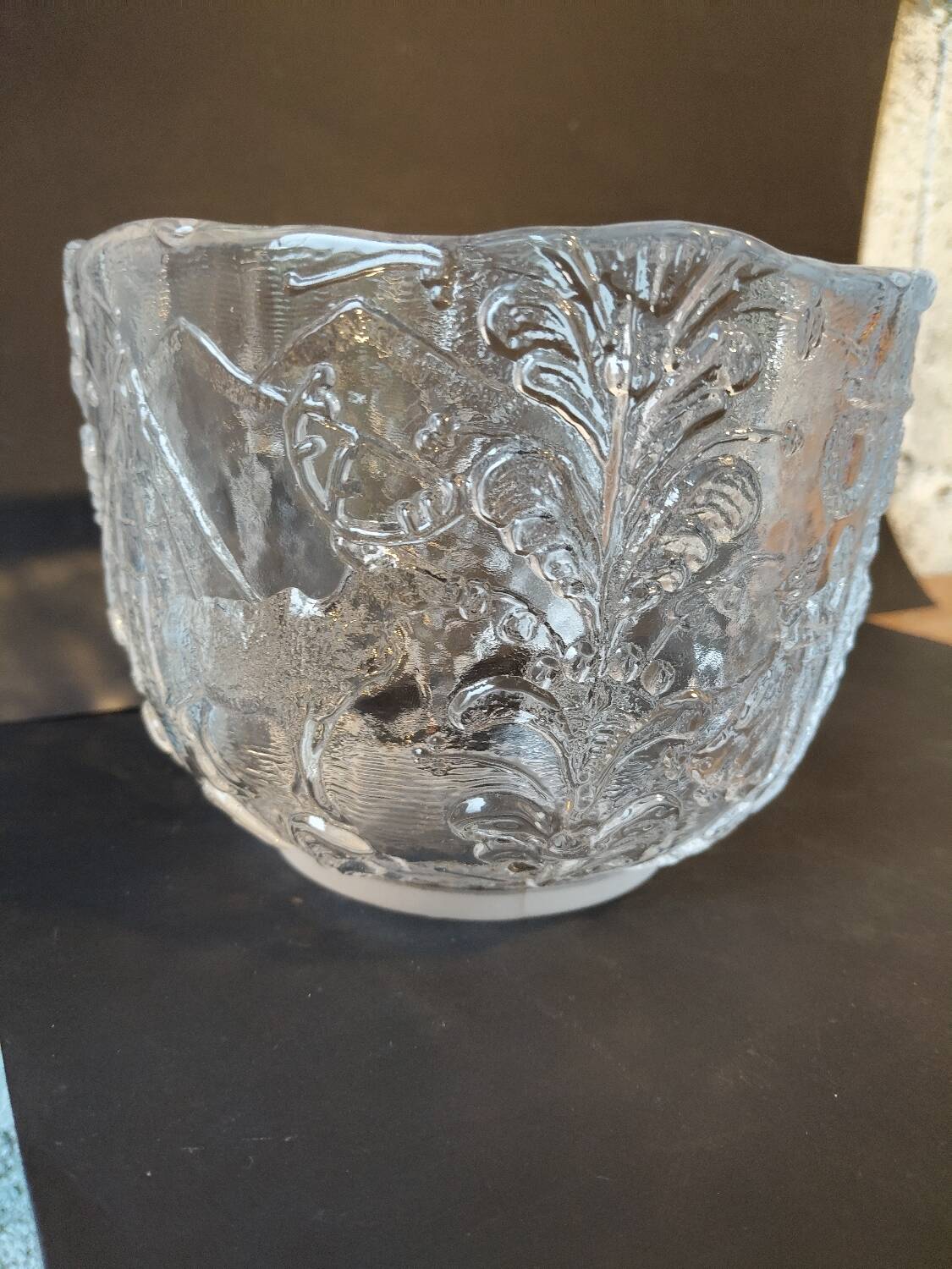 Scandinavian glass bowl Kosta Boda – Nordic relief decoration –