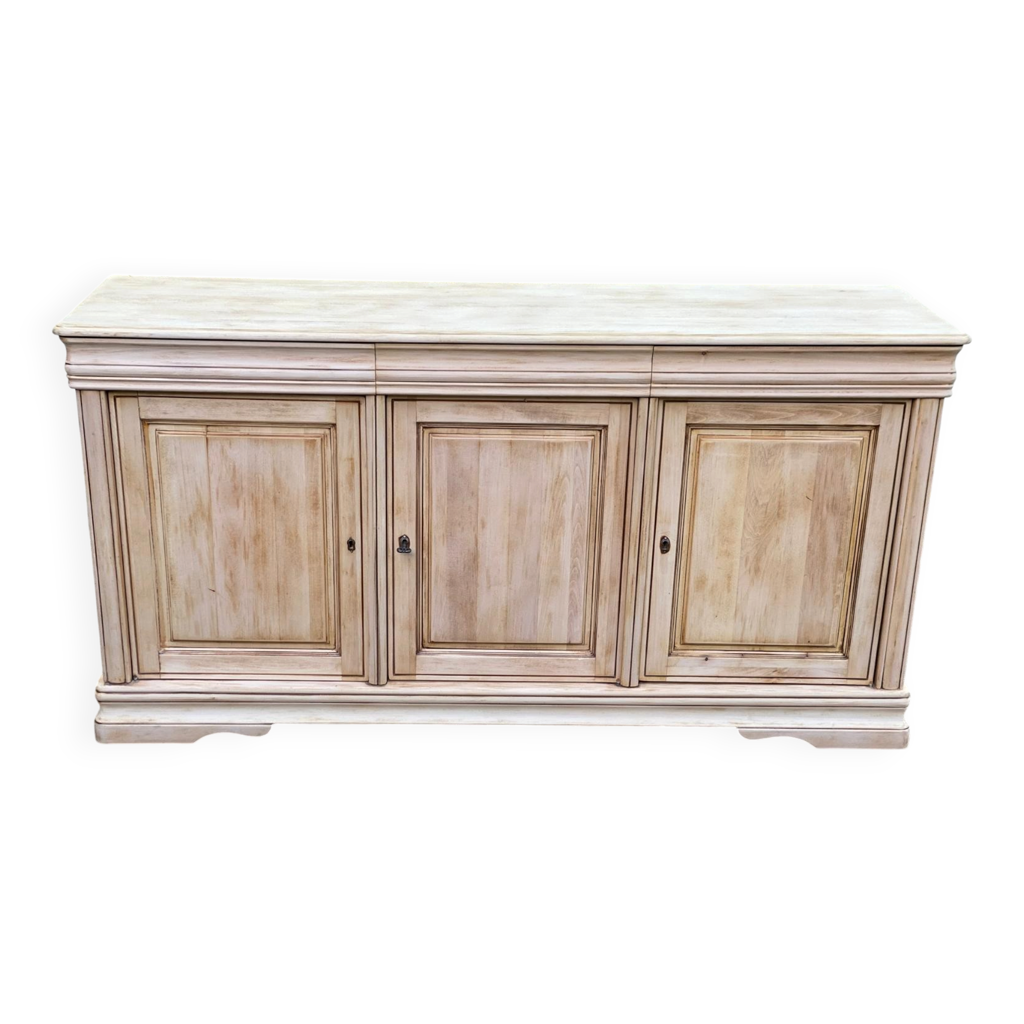 Louis Philippe rustic buffet, vintage, renovated in solid wood, 185cm.