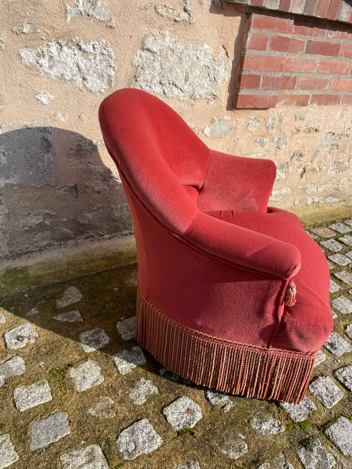Fauteuil crapaud velours rose