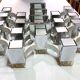 Sciolari, "Cubic" pair of large chrome wall lights, Space Age, Italy 1970