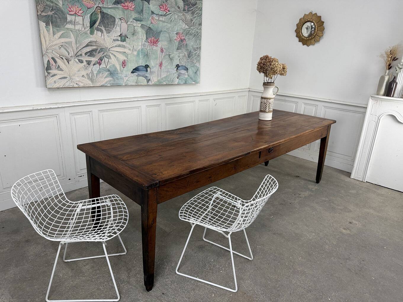 19th-century solid oak dining table