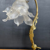 Bronze and glass paste swan neck lamp from the 1960s.