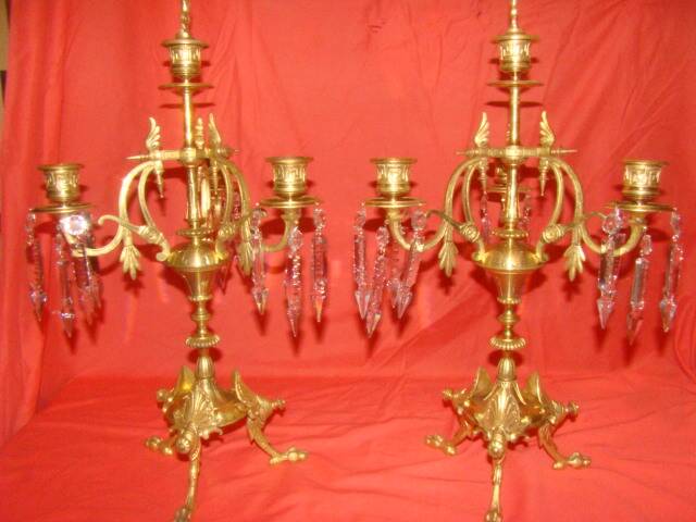 pair of bronze candelabra with 4 candle holders from the late 19th century